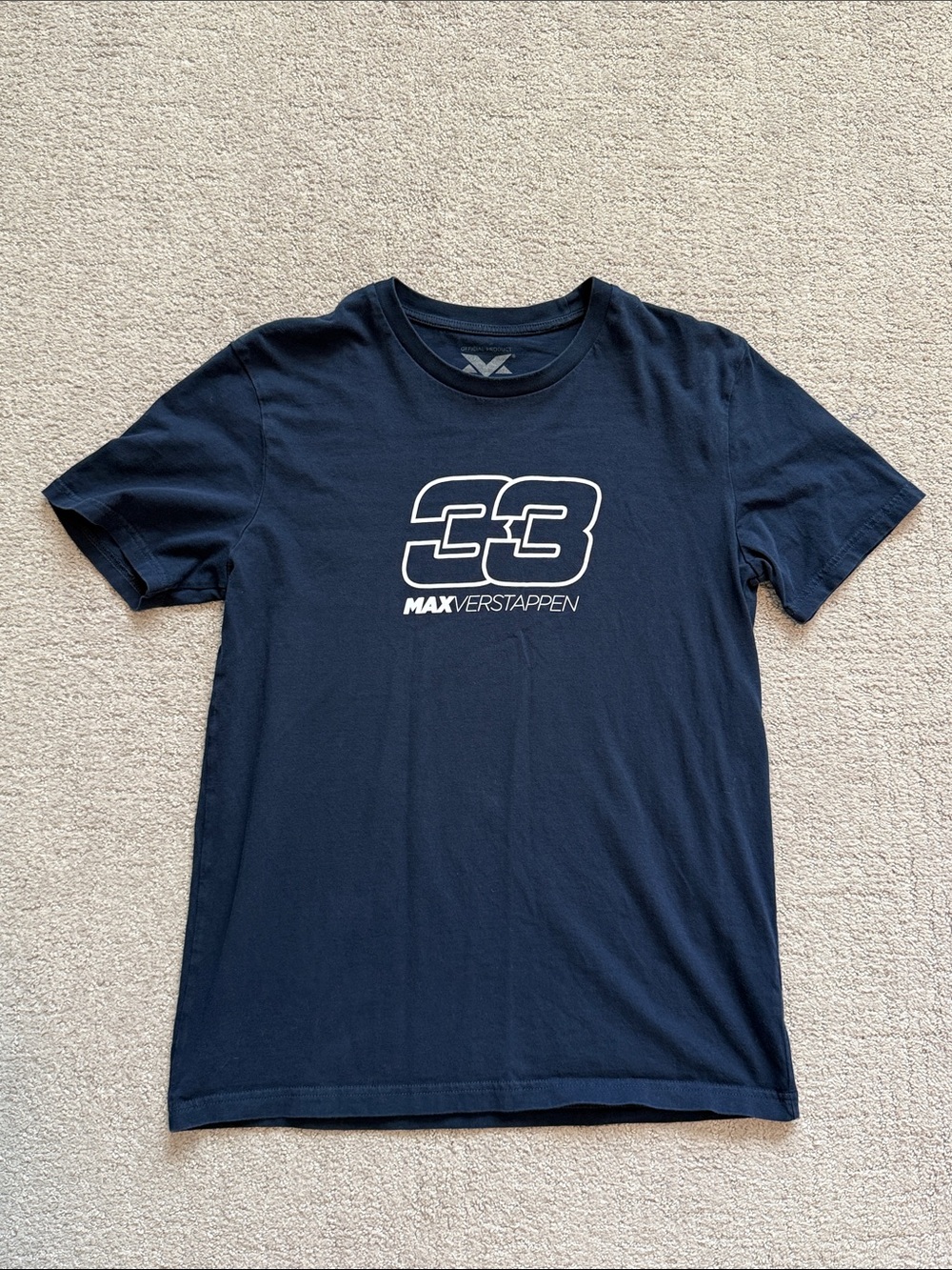 Max Verstappen 33 Navy Blue Organic Cotton Tee - Mens Small - Formula One